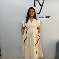 Cotton Jute Embroidery Designer One Piece
