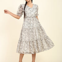 RY Women Beige Animal Mexi Dress for Casual /Gift For Her