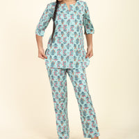 RY Light Sky Cotton Floral Printed Co-Ords