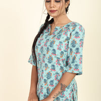 RY Light Sky Cotton Floral Printed Co-Ords