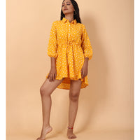 RY Amber And White Floral printed Belted Shirt Dress for Casual/gift for her