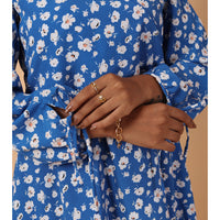 RY Wrap Blue Floral printed V-neck mini dress for Casual/gift for her