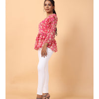 RY Pink Long Sleeve Floral Printed Top for Office Wear/gift for her