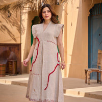 Cotton Jute Embroidery Designer One Piece