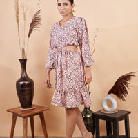 RY Blush And Black Waist Cut-Out Mini Dress for Party/Gift For Birthday
