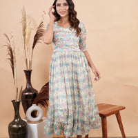 RY Diamond Print Mexi Dress for Casual /Gift For Her