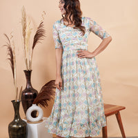 RY Diamond Print Mexi Dress for Casual /Gift For Her