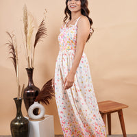 RY Floral White Sleeveless Gown for Special Day/Gift For Birthday