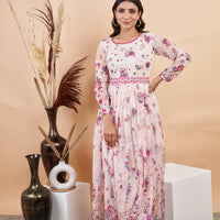 RY White Handwork Belted Gown Engagement /Gift For Special Day