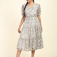 RY Women Beige Animal Mexi Dress for Casual /Gift For Her