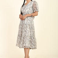 RY Women Beige Animal Mexi Dress for Casual /Gift For Her
