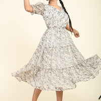 RY Women Beige Animal Mexi Dress for Casual /Gift For Her