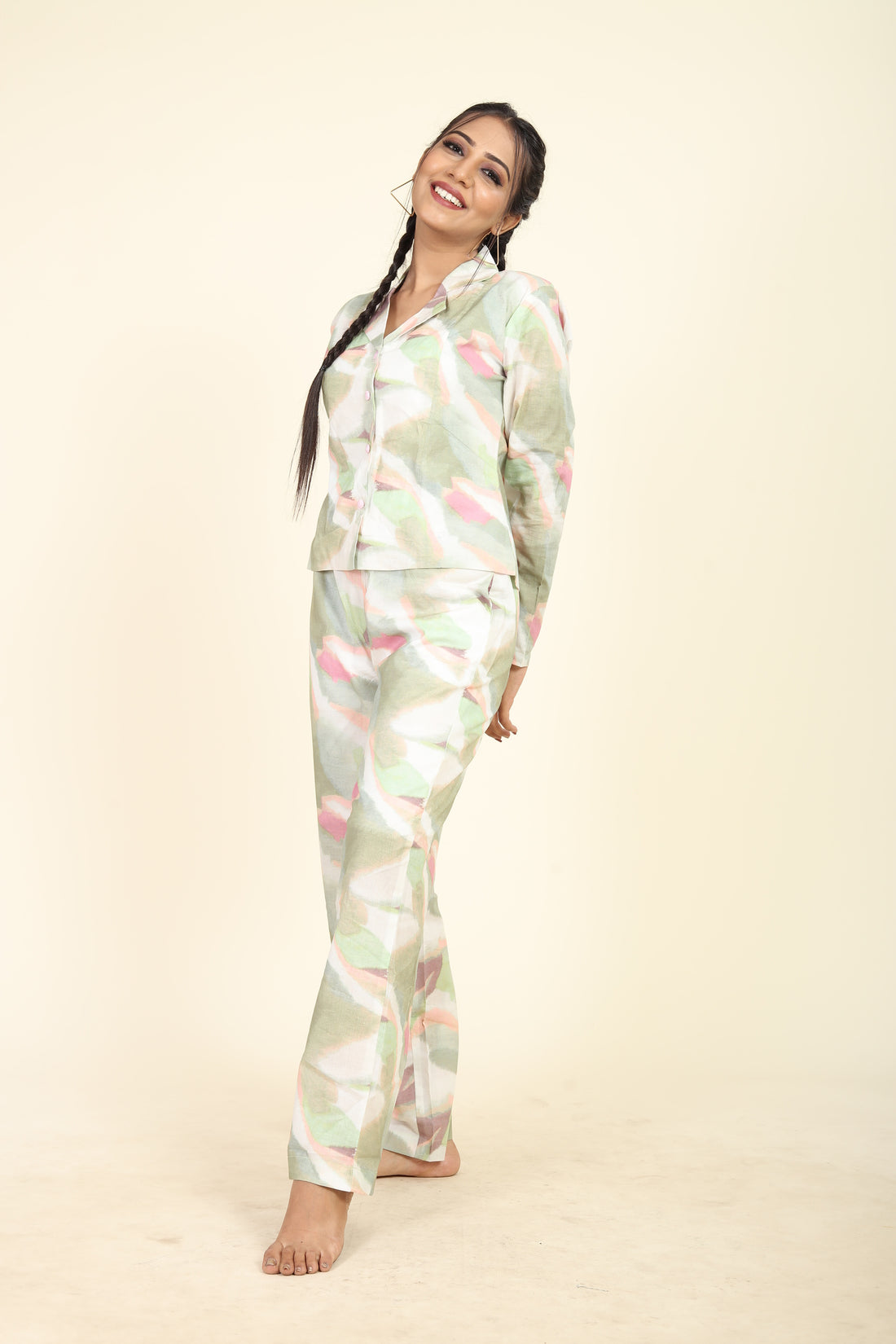 RY Light Parrot Water color Printed Co-Ords