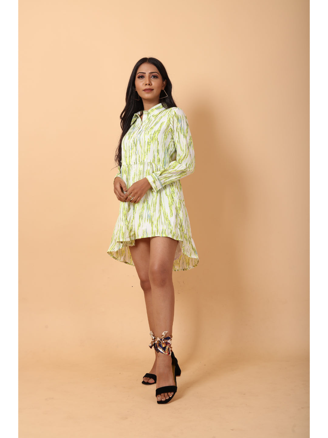 RY Parrot Abstract Print Shirt Dress for Casual/gift for her