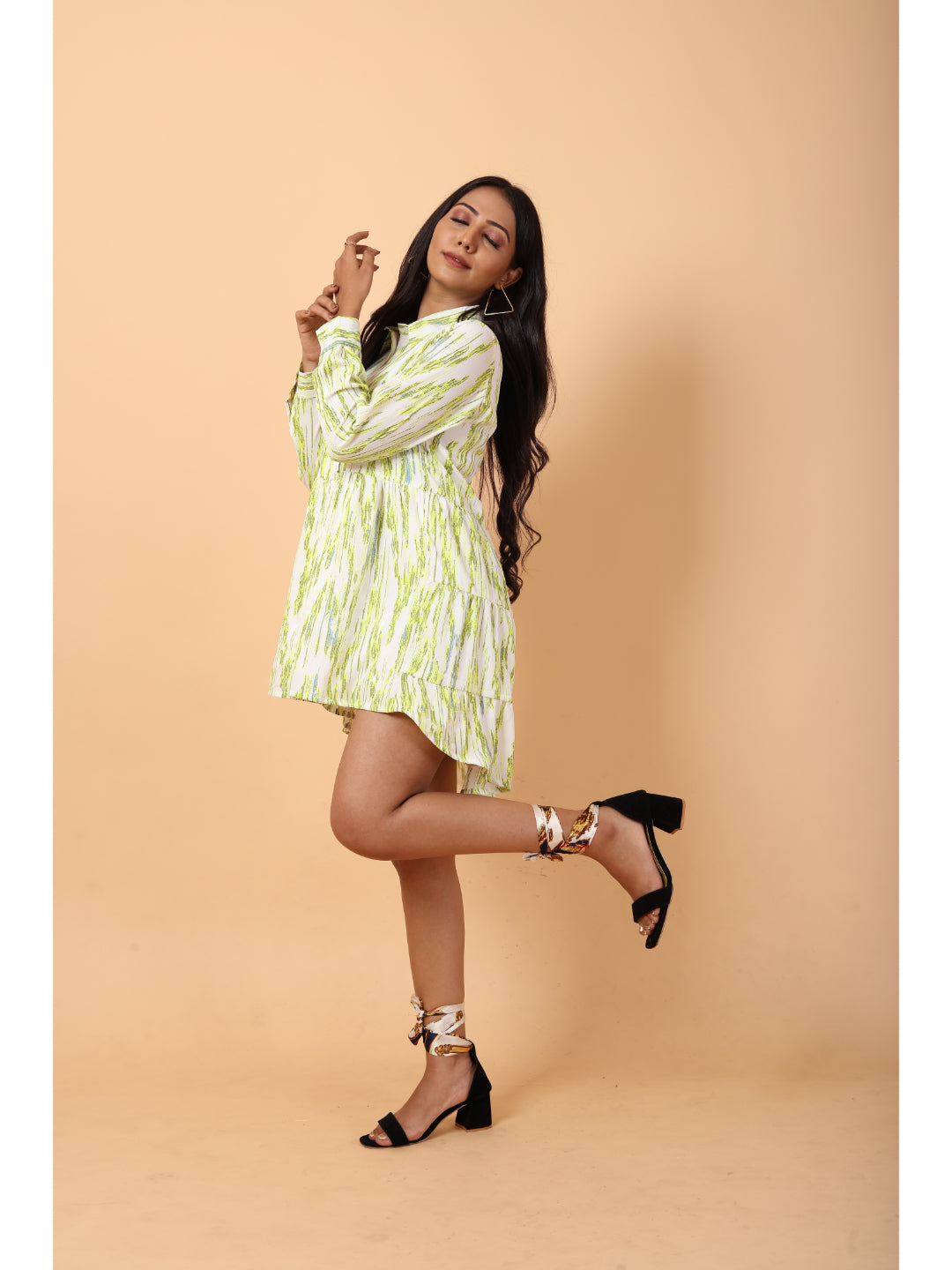 RY Parrot Abstract Print Shirt Dress for Casual/gift for her