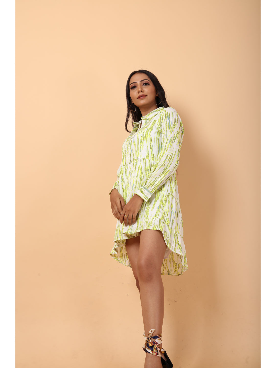 RY Parrot Abstract Print Shirt Dress for Casual/gift for her