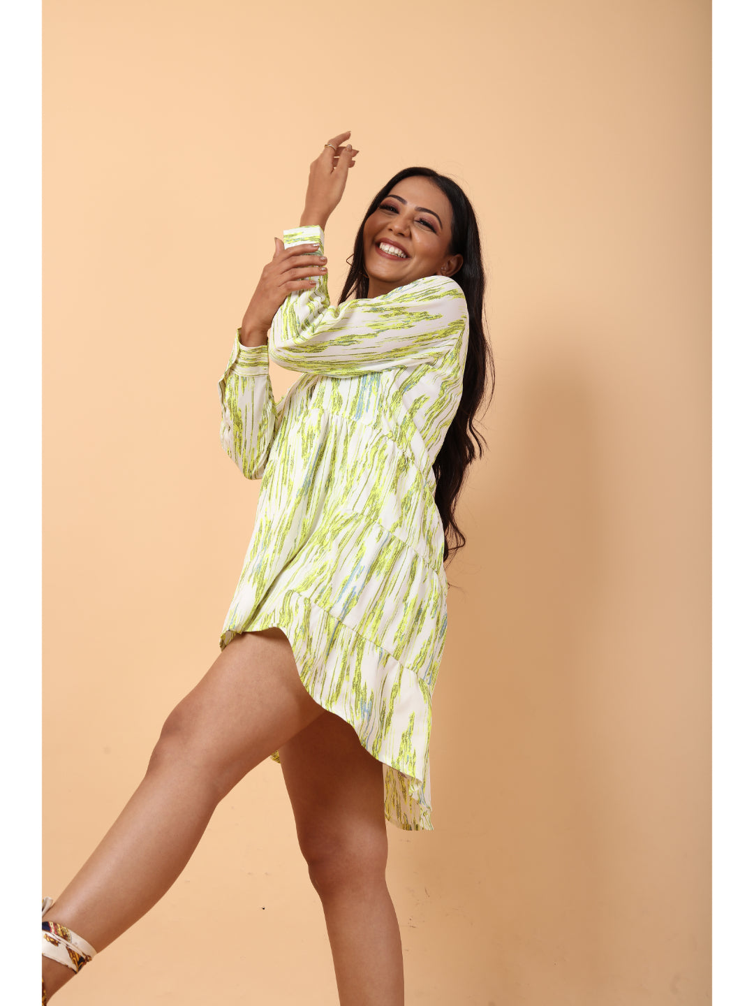RY Parrot Abstract Print Shirt Dress for Casual/gift for her