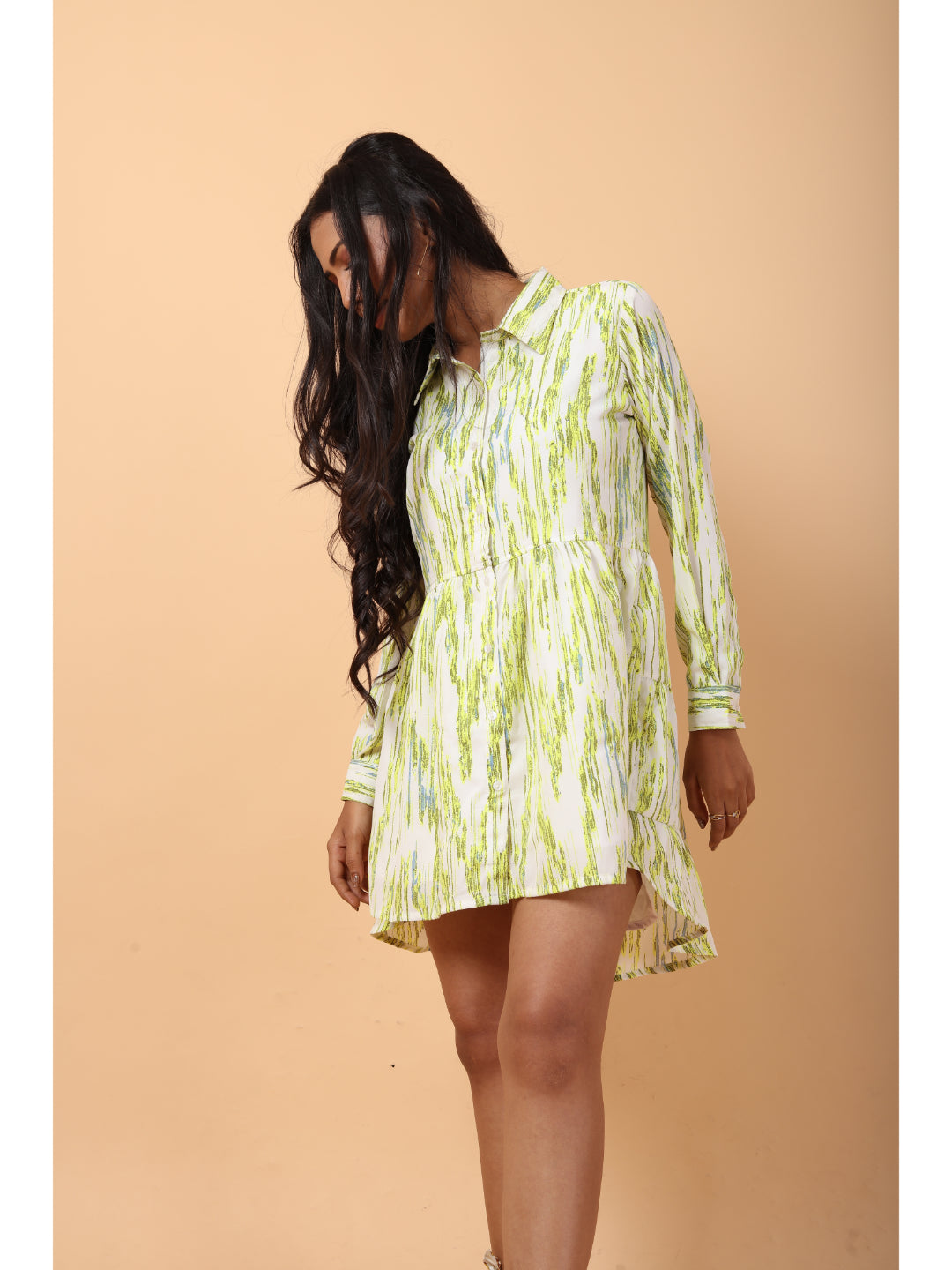 RY Parrot Abstract Print Shirt Dress for Casual/gift for her