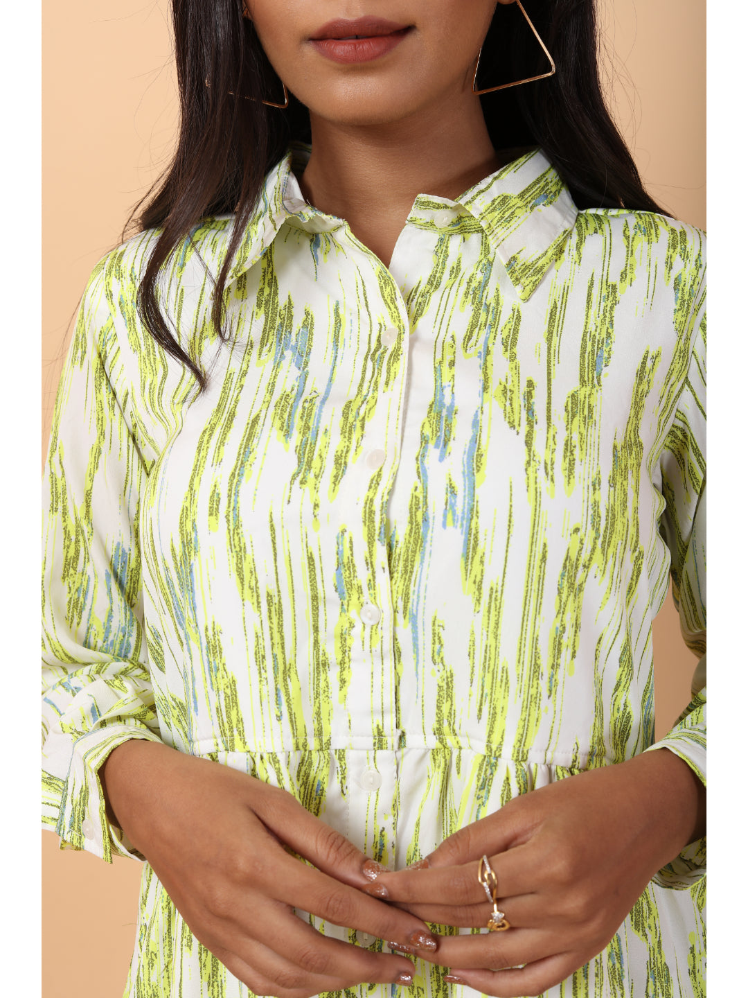 RY Parrot Abstract Print Shirt Dress for Casual/gift for her