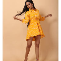 RY Amber And White Floral printed Belted Shirt Dress for Casual/gift for her