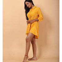 RY Amber And White Floral printed Belted Shirt Dress for Casual/gift for her