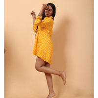 RY Amber And White Floral printed Belted Shirt Dress for Casual/gift for her
