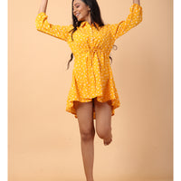 RY Amber And White Floral printed Belted Shirt Dress for Casual/gift for her