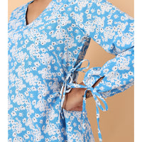 RY Wrap Light Sky Floral printed V-neck mini dress for Casual/gift for her