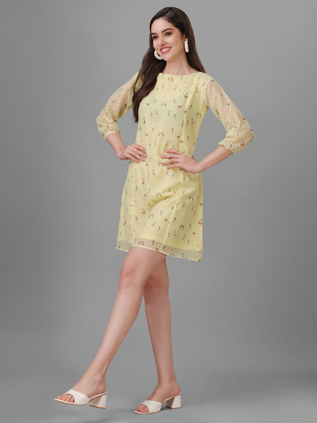 RY A-Line Floral Printed Mini Dress For Office Wear/Gift For Her