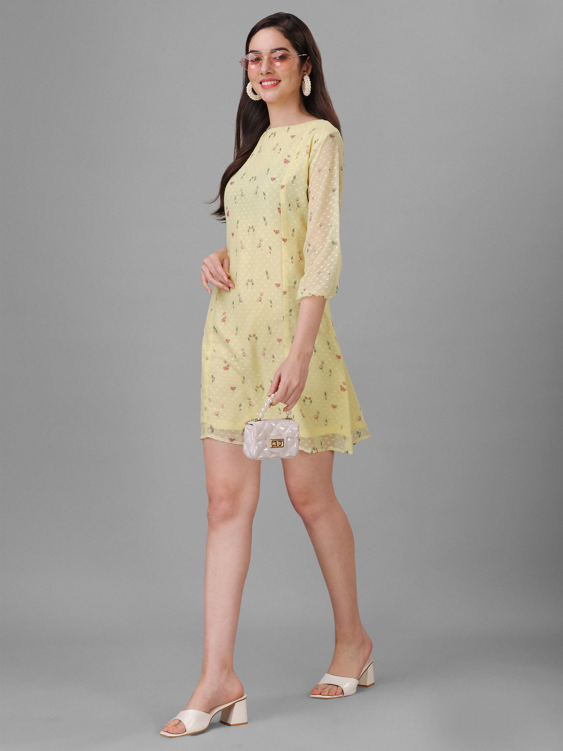 RY A-Line Floral Printed Mini Dress For Office Wear/Gift For Her