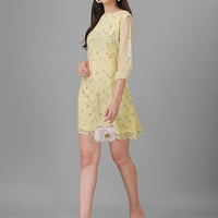 RY A-Line Floral Printed Mini Dress For Office Wear/Gift For Her