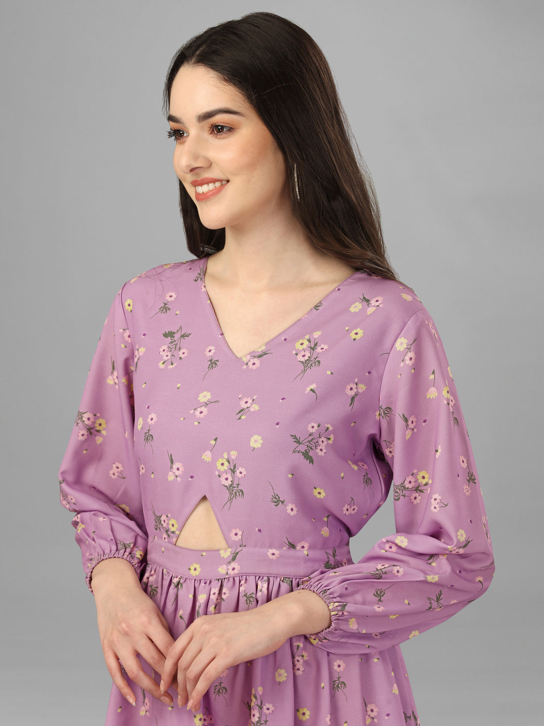 RY Purple Cut out Printed Mini Dress for Partywear /Gift For Birthday