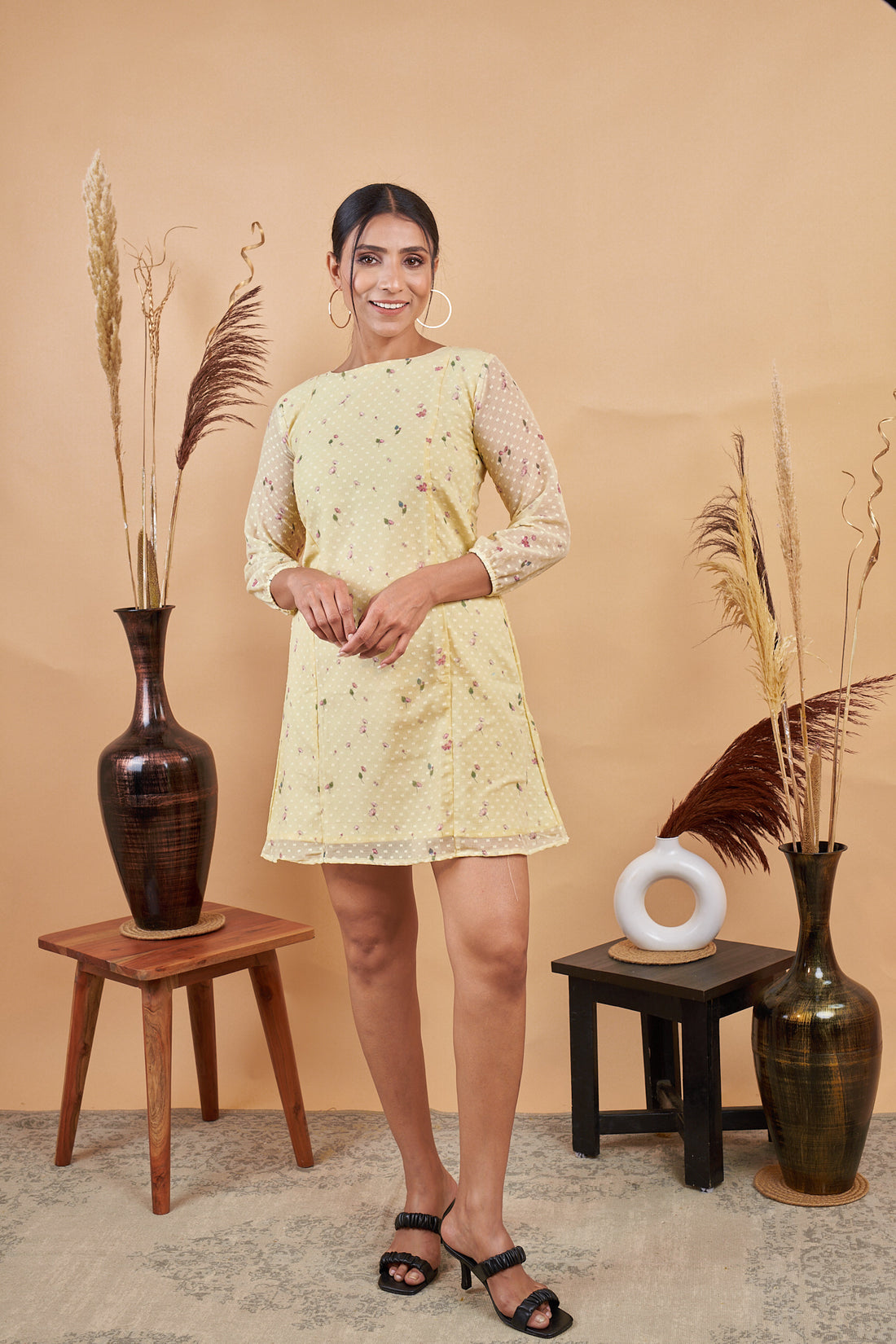 RY A-Line Floral Printed Mini Dress For Office Wear/Gift For Her