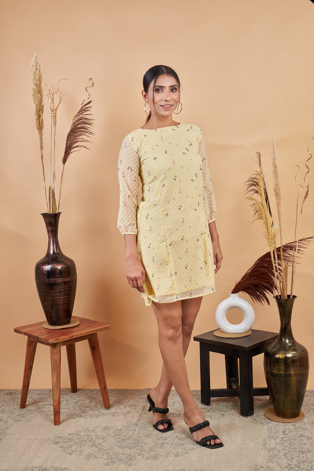 RY A-Line Floral Printed Mini Dress For Office Wear/Gift For Her