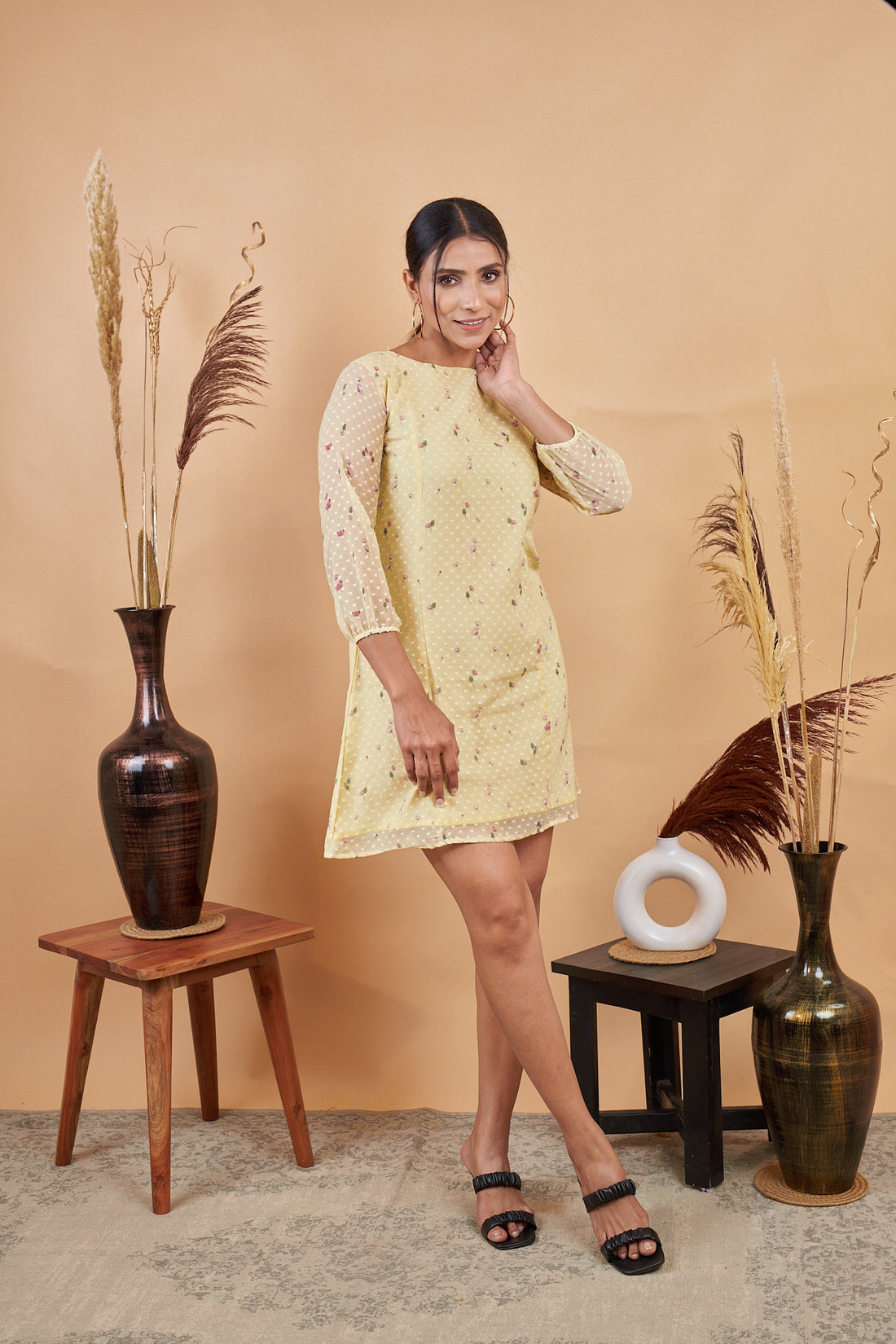 RY A-Line Floral Printed Mini Dress For Office Wear/Gift For Her