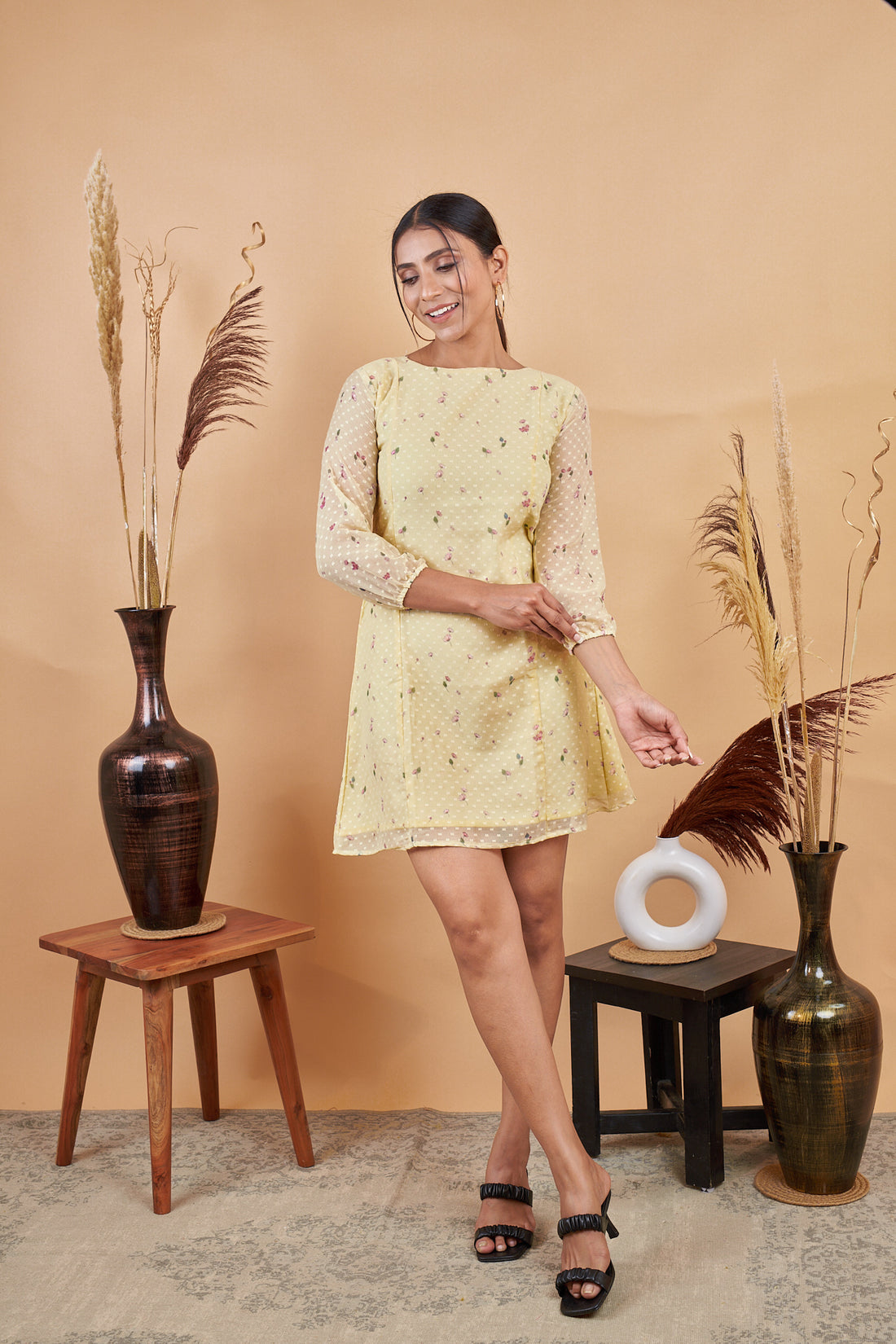 RY A-Line Floral Printed Mini Dress For Office Wear/Gift For Her