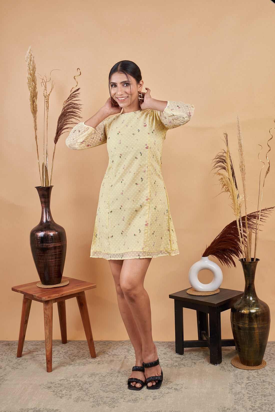 RY A-Line Floral Printed Mini Dress For Office Wear/Gift For Her
