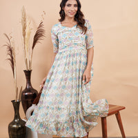 RY Diamond Print Mexi Dress for Casual /Gift For Her