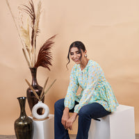 RY Puff Sleeves Floral Printed Top for Casual /Gift For Her