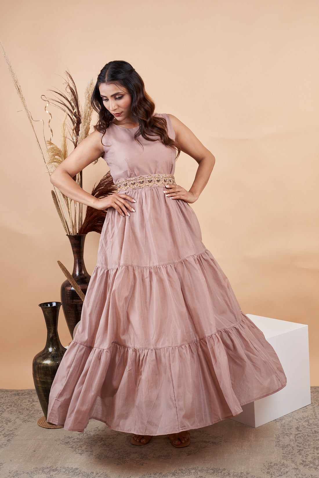 RY Chiku color Plain Umbrella Gown for Special Day /Gift For Birthday