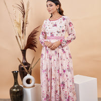 RY White Handwork Belted Gown Engagement /Gift For Special Day
