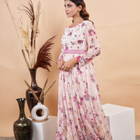RY White Handwork Belted Gown Engagement /Gift For Special Day