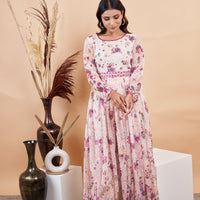 RY White Handwork Belted Gown Engagement /Gift For Special Day