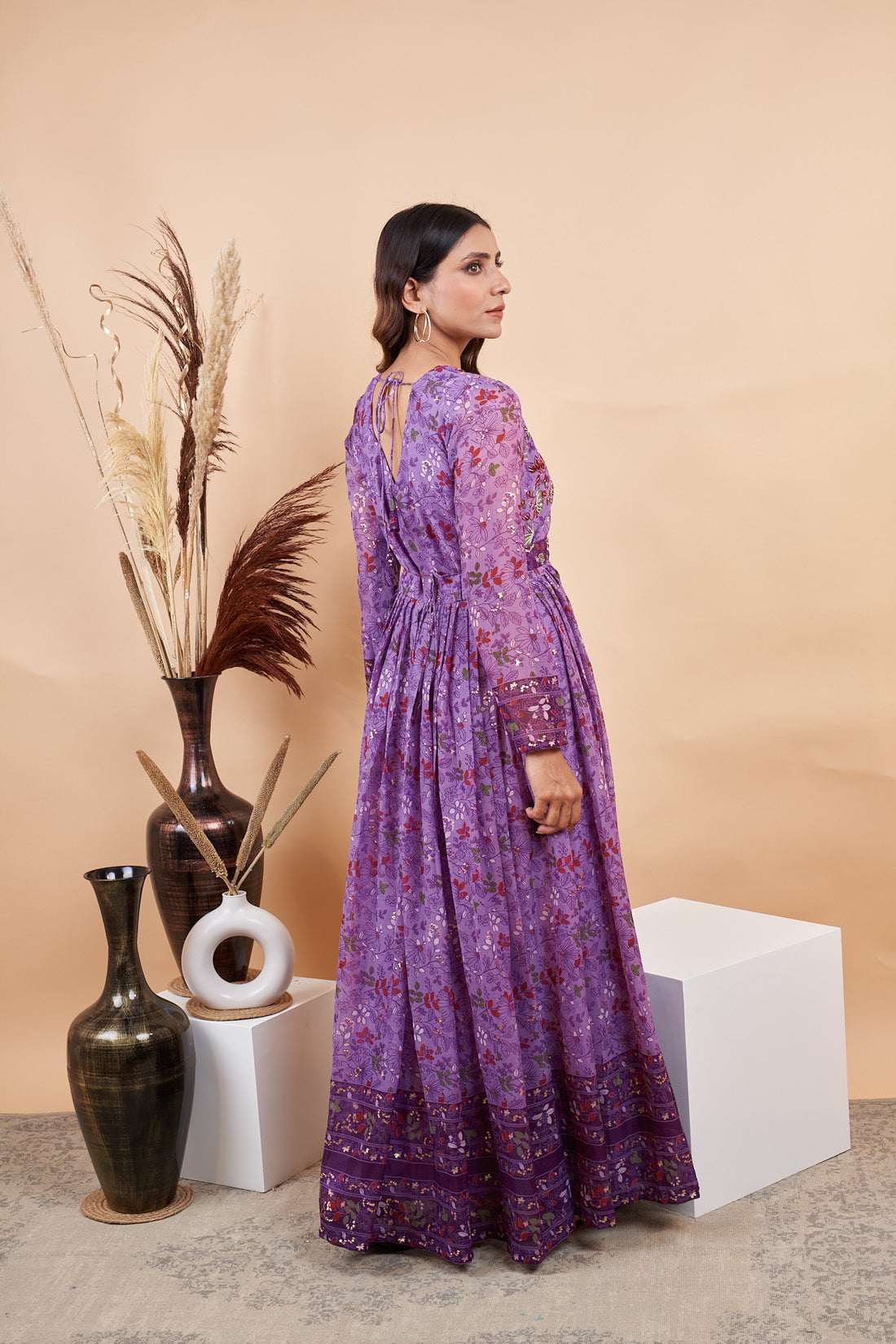 RY Purple Handwork belted Gown for Engagement /Gift For Special Day