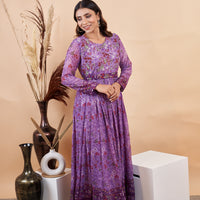 RY Purple Handwork belted Gown for Engagement /Gift For Special Day